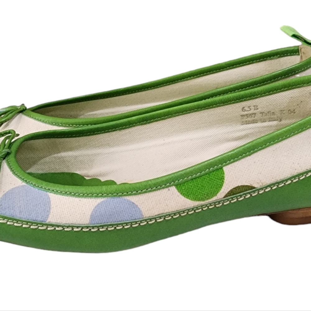 Coach Polkadot Green Canvas Leather  Almond Toe Slip-on Shoes Size 6.5 - Picture 16 of 16